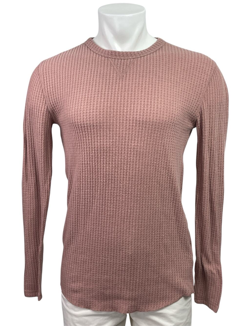 Urban Outfitters Pink Waffle Knit Crochet Crewneck Long Sleeve Sweater Top Sz S